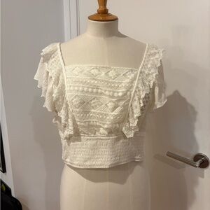 Kendall & Kylie white lacey cropped top